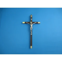 Krzyż drewniany ciemny brąz na ścianę 25 cm